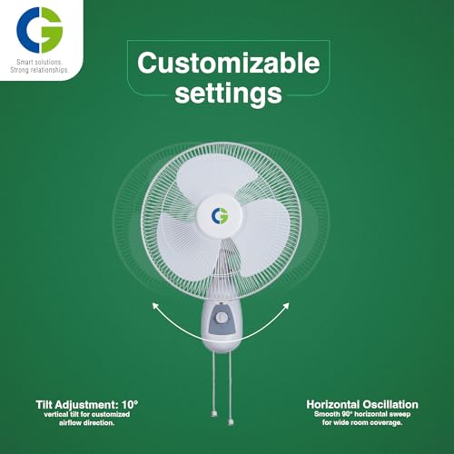 Image of CG Flyair Wall Fan 400mm | Wider angle oscillation | 3 Speed setting | 2 year warranty |Rustproof blades | Elegant design | Cloud White