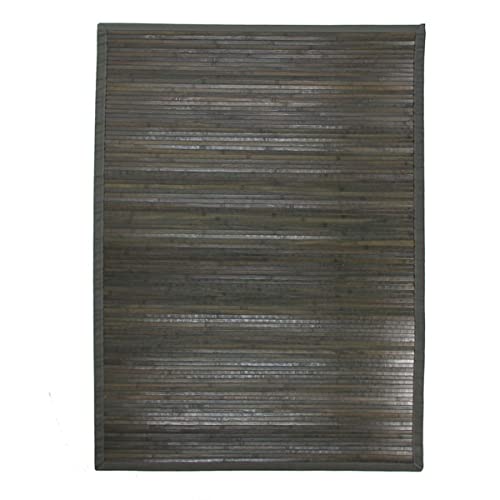 Solo Bamboo - Tapis en Bambou Larges Lattes et ganse Gris 120x170