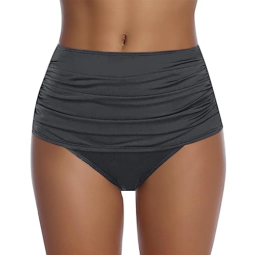 Genérico Bikini Mujer Braga Alta Bragas Bikini Mujer Playa Braguitas Sexy Culotte Triángulo Traje de Baño Alta Bañador con Ruched Pantalon,
