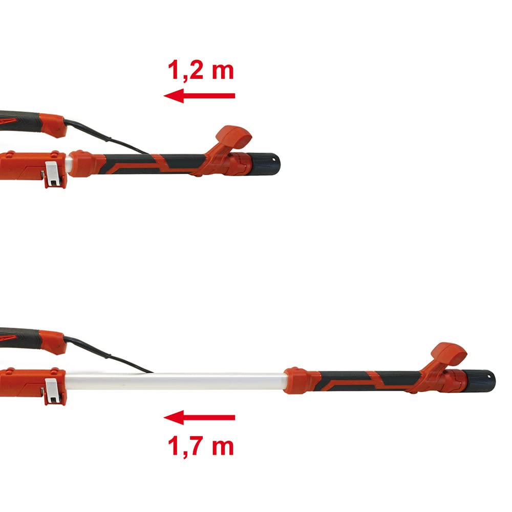 Matrix Profi Trockenbauschleifer DWS 710 800 Watt Wandschleifer Schleifgiraffe Deckenschleifer Langhalsschleifer | 225mm 4,3kg rot-schwarz Teleskopstiel ausziehbar bis 170cm inkl. Schleifpapier