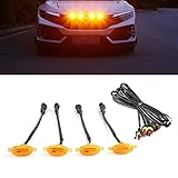 4Pcs New Auto Kühlergrill LED Bernstein Licht Grill Abdeckung Gelbe Linse Für Dodge Ram 1500 2019 2020 2021