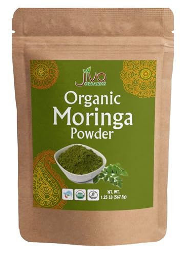 Jiva Organics Moringa Powder 1.25LB Bulk Bag - Moringa Oleifera Leaf Powder -...