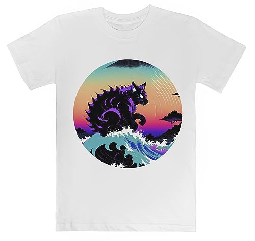Tee-Shirt Écologique Vaporwave Neko 004 Enfant pour l'École et les Loisirs