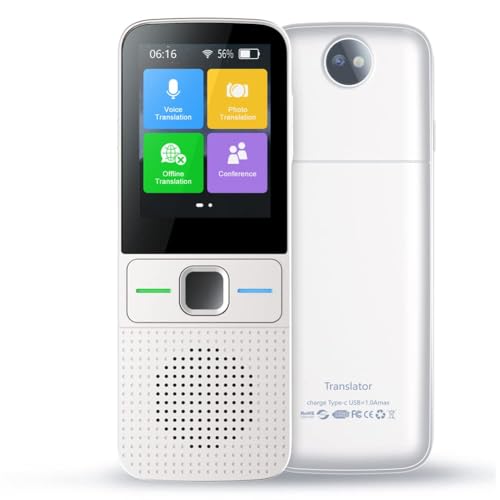 Garvee Traducteur vocal intelligent 137 langues – Traduction instantanée bidirectionnelle, vocale et photo – WiFi & mode hors ligne – Accessoire...