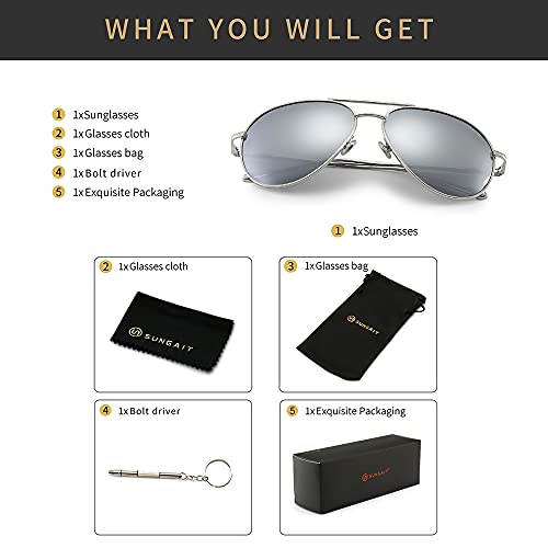 Image of SUNGAIT Women's Lightweight Oversized Aviator Sunglasses