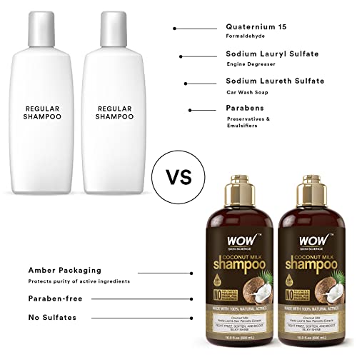 Wow Skin Science Natural Coconut Milk Shampoo – For Hair Growth, Curly Hair & Wavy Hair, Men & Women - Hydrating Shampoo With No Sulfates, No Parabens (16.9 Fl Oz (Pack Of 2)) #TOP3