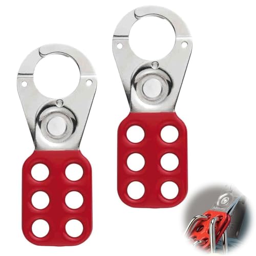 2 Stück Haspe,Lock Out Haspe,25mm 1'' Verriegelungshaspe 6 Löcher,Haspe Safety Locking Hasp Geeignet für Öl und Gas,Chemische Industrie,Logistik und Transport,Maschinenbau