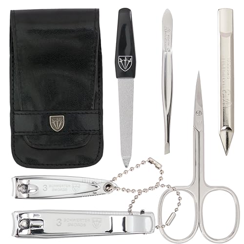 3 Swords Germany - brand quality 6 piece manicure pedicure set for nail care scissors clipper with case by 3 Swords Germany - black