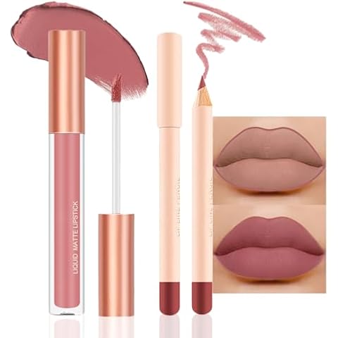 BINGBRUSH Colors Liquid Matte Lipstick and Lipliner Pack Set, Lip Tint Long Lasting 24 Hour Waterproof Velvet Nonstick Cup Lipgloss Lip Stain Pigmented Lip Makeup Gift Sets (1Pc 09#) Cover
