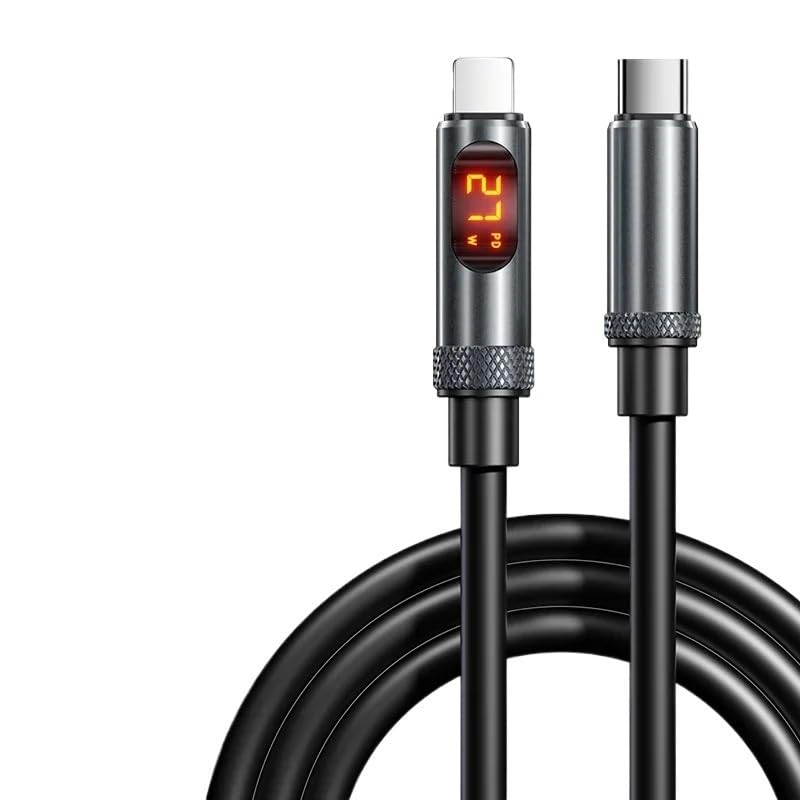 240W USB C to Type C Cable L1/ED Display Fast Cables t2y>pe-c PD 27W Data Cords(2M,Black-C to L)
