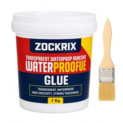Image of Crack Seal Glue with Brush, Transparent Waterproof Adhesive for Roof Leakage, Wall Gap, Tile Joint, Bathroom Corner & Surface Crack Repair (1 KG)