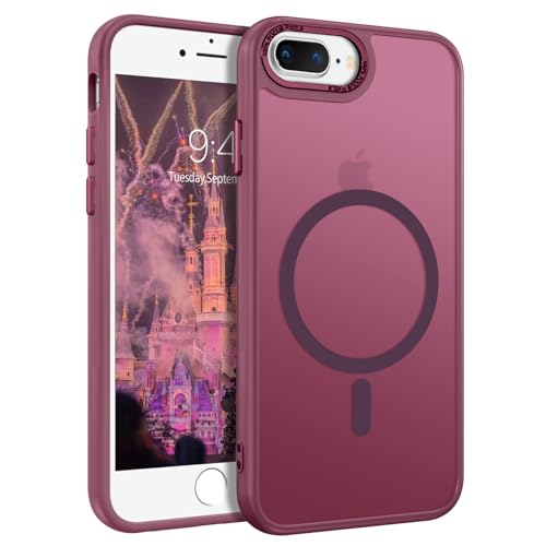 DOMAVER Hülle für iPhone 7 Plus/iPhone 8 Plus Handyhülle iPhone 8 Plus/iPhone 7 Plus Case Durchscheinend Matt Stoßfeste Damen Männer Rundumschutz Magnetisch Schutzhülle Pflaume