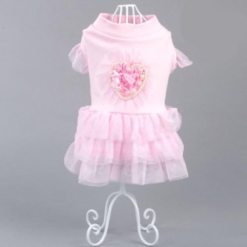 Dog Luxury Princess Pearl Lace Wedding Dress Pet Skirt Clothes Apparel M