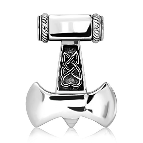 WithLoveSilver plata de ley 925 hacha guerrero vikingo amuleto nórdico martillo de Thor Mjolnir colgante