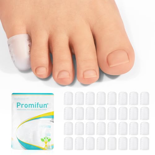 Image of Gel Pinky Toe Caps, 32 Pack Toe Protectors for Women, Silicone Toe Covers Sleeves for Men, Blisters, Corns, Friction Pain Relief (Clear, Pinky)