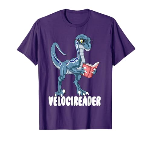 Velocireader Velociraptor Dinosaur Reading Book Lovers T-Shirt