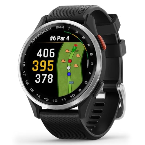 Image of Garmin Approach S44 (Black /Silver) Golf GPS Smartwatch Gift Box Bundle | 1.2 inch AMOLED Display, 43K+ Maps, Green View, 15H Battery | Includes PlayBetter Screen Protectors, Wall Adapter & Hard Case