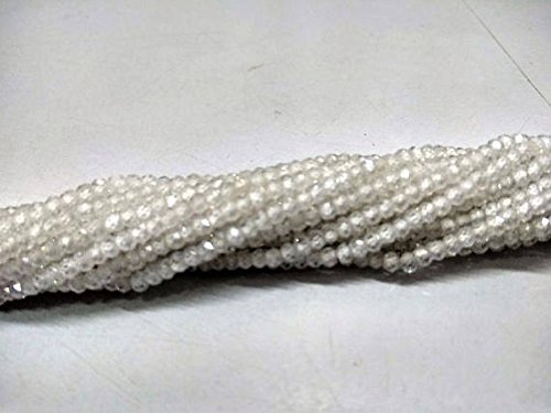 Oxyde de Zirconium Blanc Perles Rondelles 3mm | Pierre Précieuse Zircon pour Fil Collier 38cm