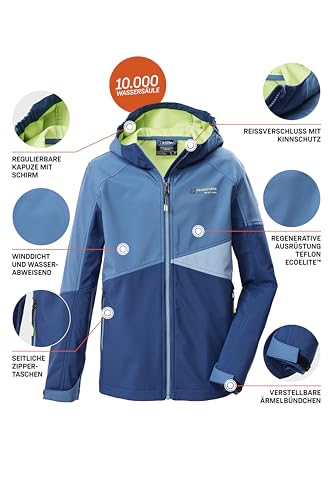 Killtec Jungen Softshelljacke/Outdoorjacke mit Kapuze KOS 142 BYS SFTSHLL JCKT, taubenblau, 164, 44087-000