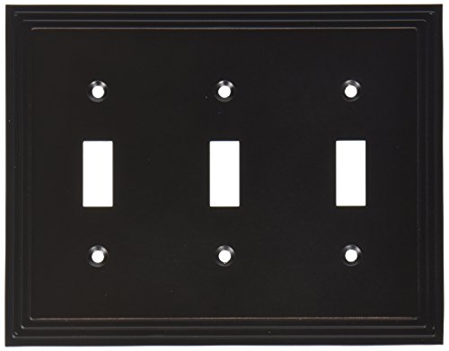 Amerelle Steps Triple Toggle Cast Metal Wallplate in Aged Bronze