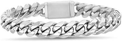 Nautica Men’s Bracelet – Stainless Steel Miami Cuban Flat Link Curb Chain Bracelet for Women, Size One Size, White