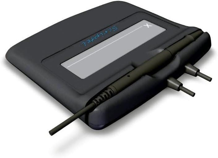 ST1475-6FT 1x5 Proscript Signature Capture Pad - Black, Compact, Windows, Linux - Active Battery-Less Tethered Pen - Writing, Teaching