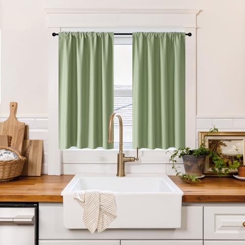 RYB HOME 100% Blackout Short Curtains for Small Window, Thermal Insulated