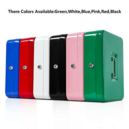 Image of KYODOLED Locking Cash Box with Lock,Money Box with Cash Tray,Lock Safe Box with Key,Money Saving Organizer,11.81Lx 9.45Wx 3.54H Inches,Green XL Large