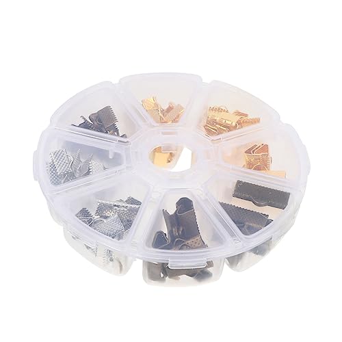 Hohopeti 135pcs Ribbon Ends Crimp Cord Ends Clips DIY Jewelry Making Semicircular Crimp