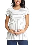 Picture of Jezero Women's Maternity Tops Short & Long Sleeve Side Ruching Round Neck Shirts