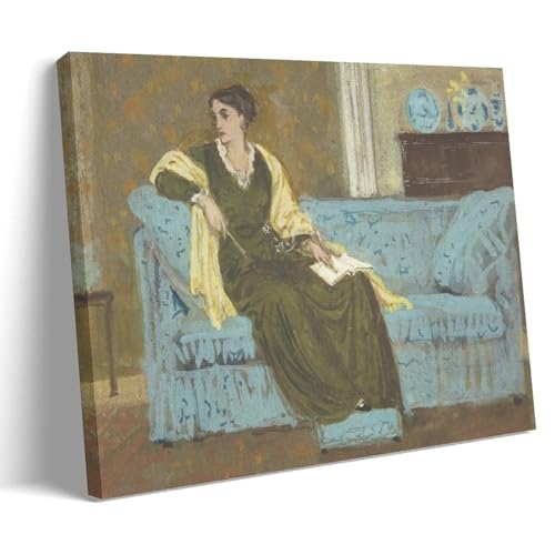 Impression d'art victorienne Walter Crane | Toile femme assise sur canapé cadre 30x45cm
