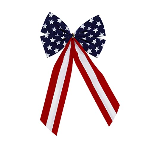4th of July USA Patriotic Bow by Old Glory Bunting - 3 per Pack! Red, White, Blue Bow & Star Tail - 4 Loop - Large Size
