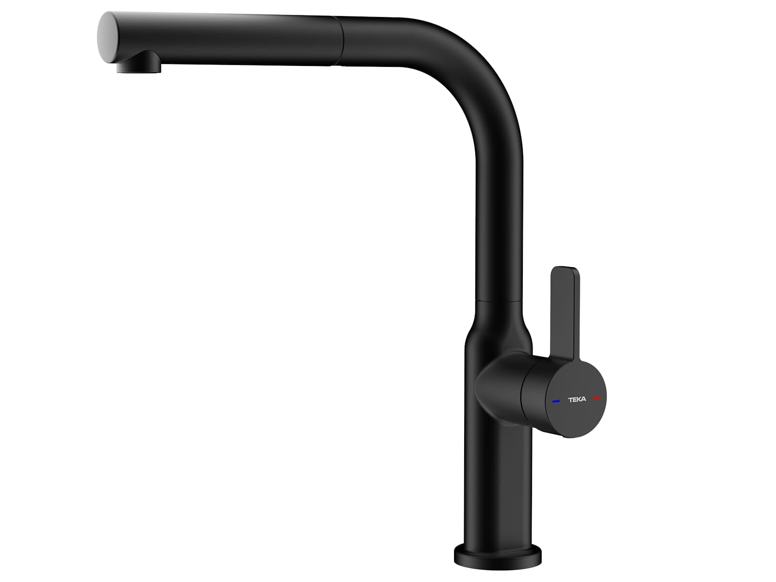 TEKA Grifo Cocina Monomando, Caño Alto Giratorio 360°, Maneral Extraíble, Aireador Antical, Manguera Flexible, Acabado Negro, Modelo OVAL 938