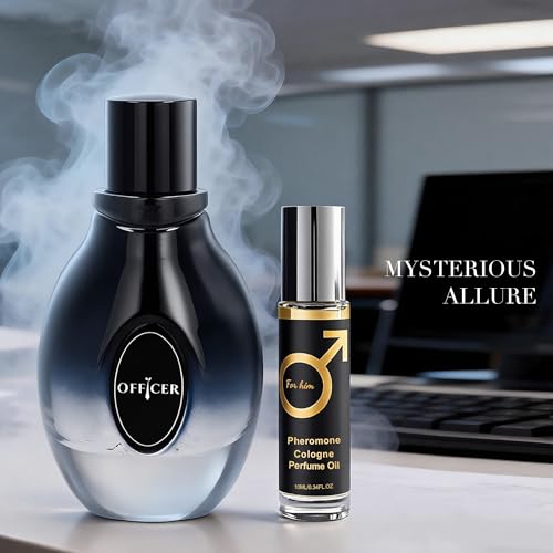 Image of AFLUXE Men's Eau de Parfum, Woody Fresh Cologne for Men, Long Lasting Modern Masculine Scent, 3.4 Fl Oz (100ml) Officer 100ml&Pheromone