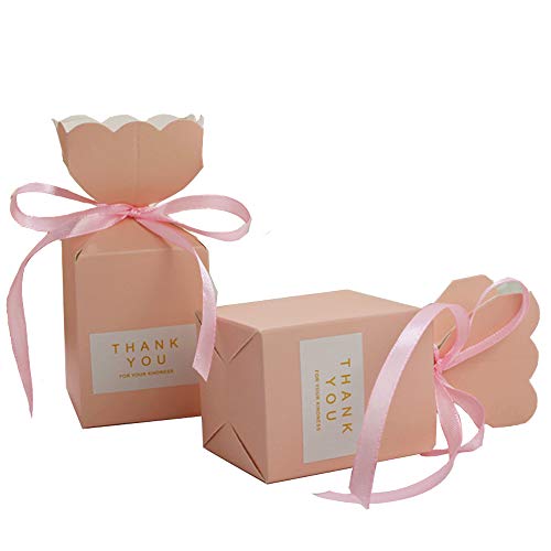 Candy Boxes Pink Candy gift box Vase Shape small Party Favor Box with Ribbons Sticker for Wedding,Bridal Shower,Birthday,Baby Shower,Anniversary,holiday celebration party decorations supplies ,50pcs