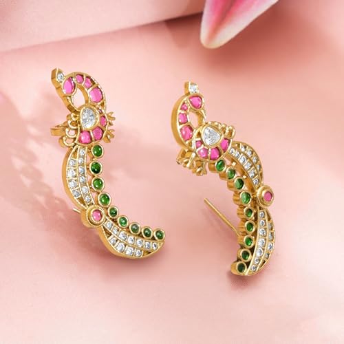 Image of Rubans Ear Cuff Jhumka Earrings Indian Ethnic Jewellery Gift for Women & Girls