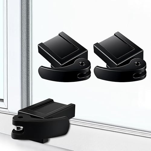 2 Pack Sliding Window Locks, Adjustable Security for Vertical & Horizontal Windows, Easy Install, Fits 1/16 inch to 7/8 inch Wide Rail, Enhanced Safety for Home & Office (Black)