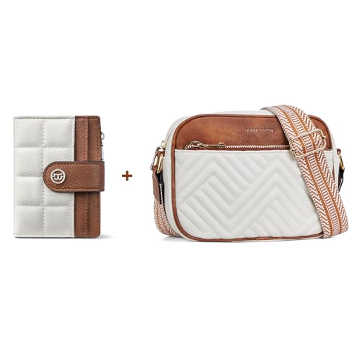 BOSTANTEN Quilted Crossbody Bags for Women ＆ Small Wallet for Women Leather RFID Blocking Card Holder