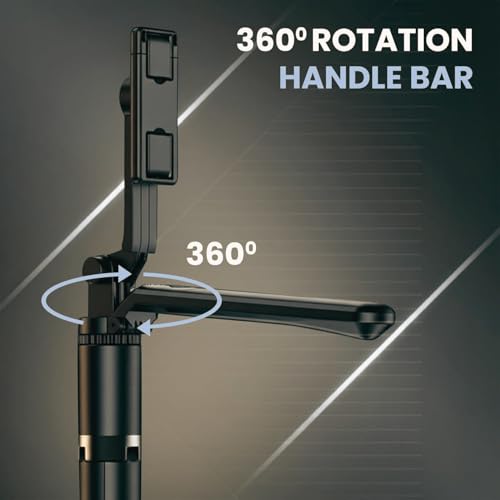 Image of EDNITA E16L Selfie Stick Tripod Stand with Light 67 inch /1.7m, 360 Rotation Grip Handle for Anti Shake Shooting Tripod, Multifunctional Bluetooth Tripod for Mobile Phone Vlogging, Live Stream and Travel