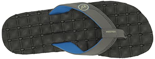 Image of Volcom Men's Recliner Sandals - Water-Friendly Flip Flops with Recliner Comfort Foam Footbed, Black Combo, 10