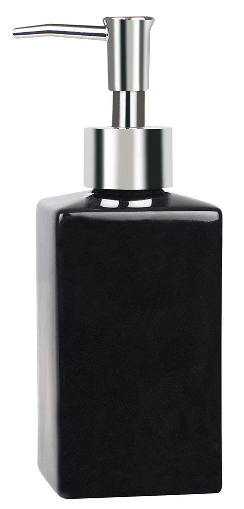 Spirella Quadro Soap Dispenser Stoneware Black Height 16.5 cm x Width 6.5 cm, Unique - Image 3