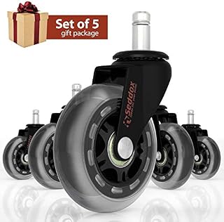 Professional Office Chair Caster Wheels Gift Set of 5 - Protect All Your