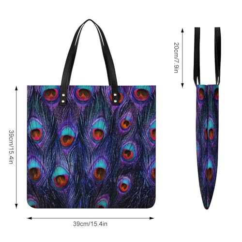 Sac à main shopper résistant pour voyage grand cabas violet paon - 4