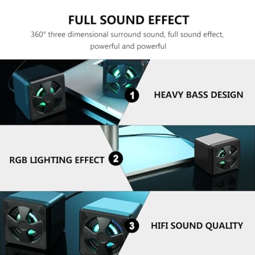 Altavoces pequeños para computadora Healeved acústica HiFi de diseño minimalista 3