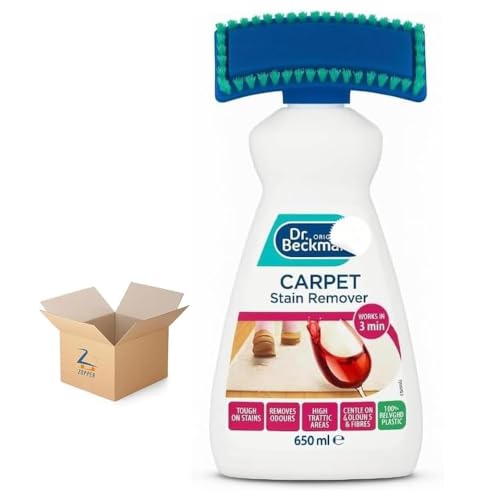 ZOPPER Carpet Stain Remover with Cleaning Brush 650ml Works in 3 mins Oxy-Powered Fast-Acting Deep Cleaner for Old Stains & Odours Colour and Fabric Safe Pet Friendly