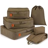 6 Pcs Packing Cubes for Travel Essentials Organizer Set with Lightweight Toiletry Bag & Laundry Bag, Durable Men Tactical Travel Gifts Accessories for Suitcase, Camping & Cruise