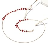 KFGISD, Cadenas for gafas de piedra roja natural, hechas a mano, for mujer,Cadenas para gafas