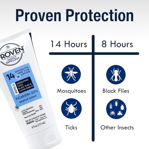 Image of Proven Insect Repellent Lotion, Keep Mosquitoes, Ticks and Flies Off, DEET Alternative Repellent, Up to 14-Hour Protection, Great for Camping or Hiking, 6 Ounce, Gentle Scent Lotion | insect-repellants