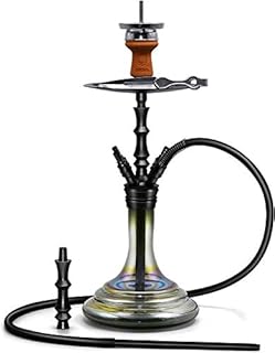 Tall Shisha Hookah Set Luxury Modern Glass Hookah Large Hookah Complete Set with Washable Silicone Hookah Pipe Clay Hookah Bowl Screen Charcoal Holder Coal Tongs 4 Hose Ports Easy Set Up Big Cloud