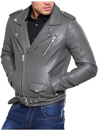 Image of Men Leather Jacket - Lambskin Winter Vintage Motorcycle Biker Jacket, Coat Soft & Stylish Moto Ride & Racing Jacket's